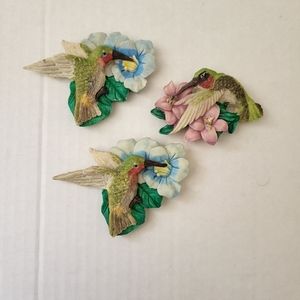 Vintage Artmark Resin Hummingbird Refrigerator Magnets set of 3